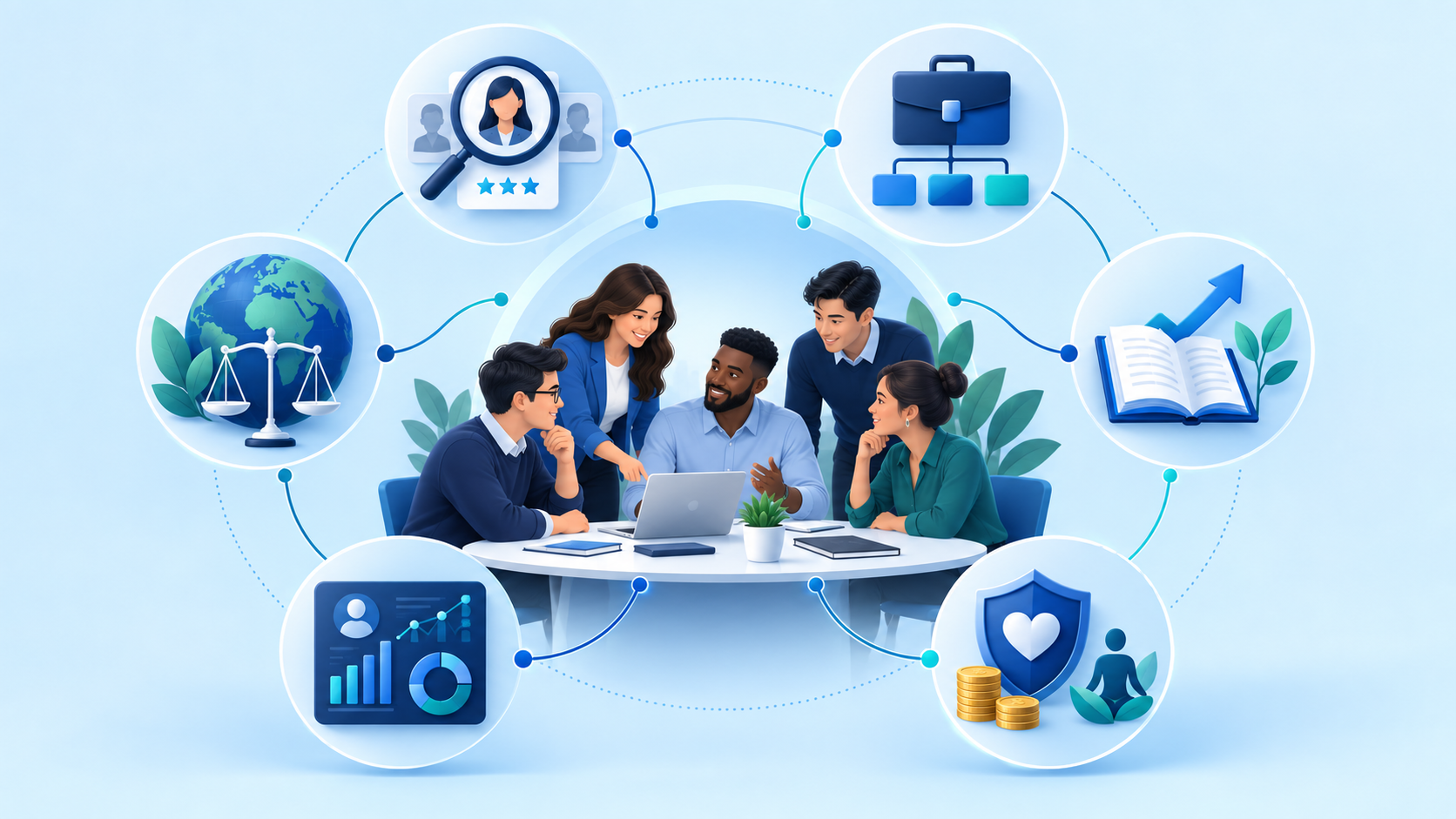 Funciones de Recursos Humanos conectadas como un sistema